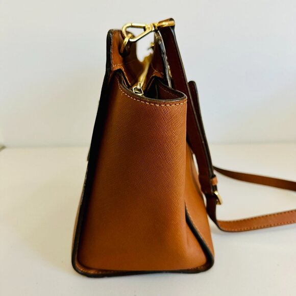 EUC MICHAEL KORS TWO-WAY SELMA CAMEL SAFFIANO LEATHER SATCHEL CROSSBODY BAG - Picture 5 of 16